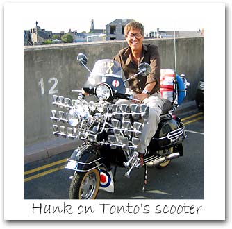 Hank on Tonto's scooter