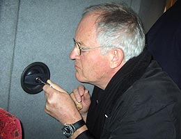 Trying to pick the lock to the coach loo with out luck!